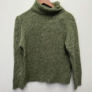 Vintage L.L. Bean Green Turtleneck Pullover Sweater Women's M Acrylic Wool Blend